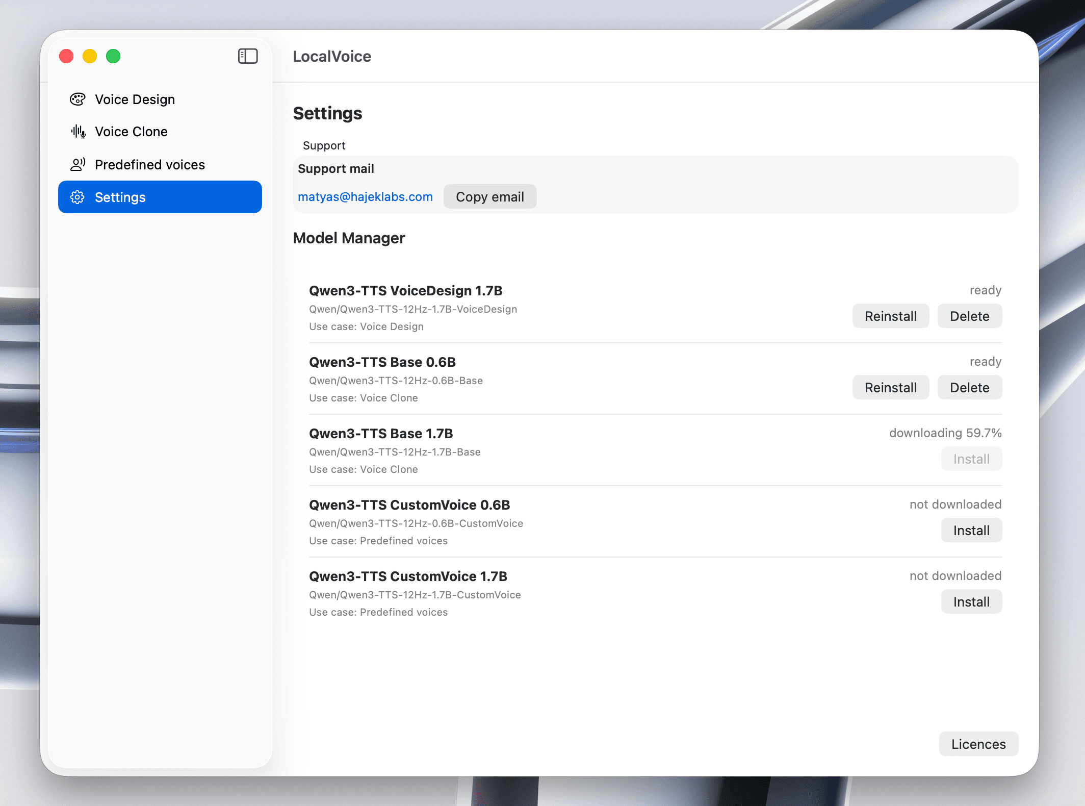 LocalVoice generated result preview and export flow